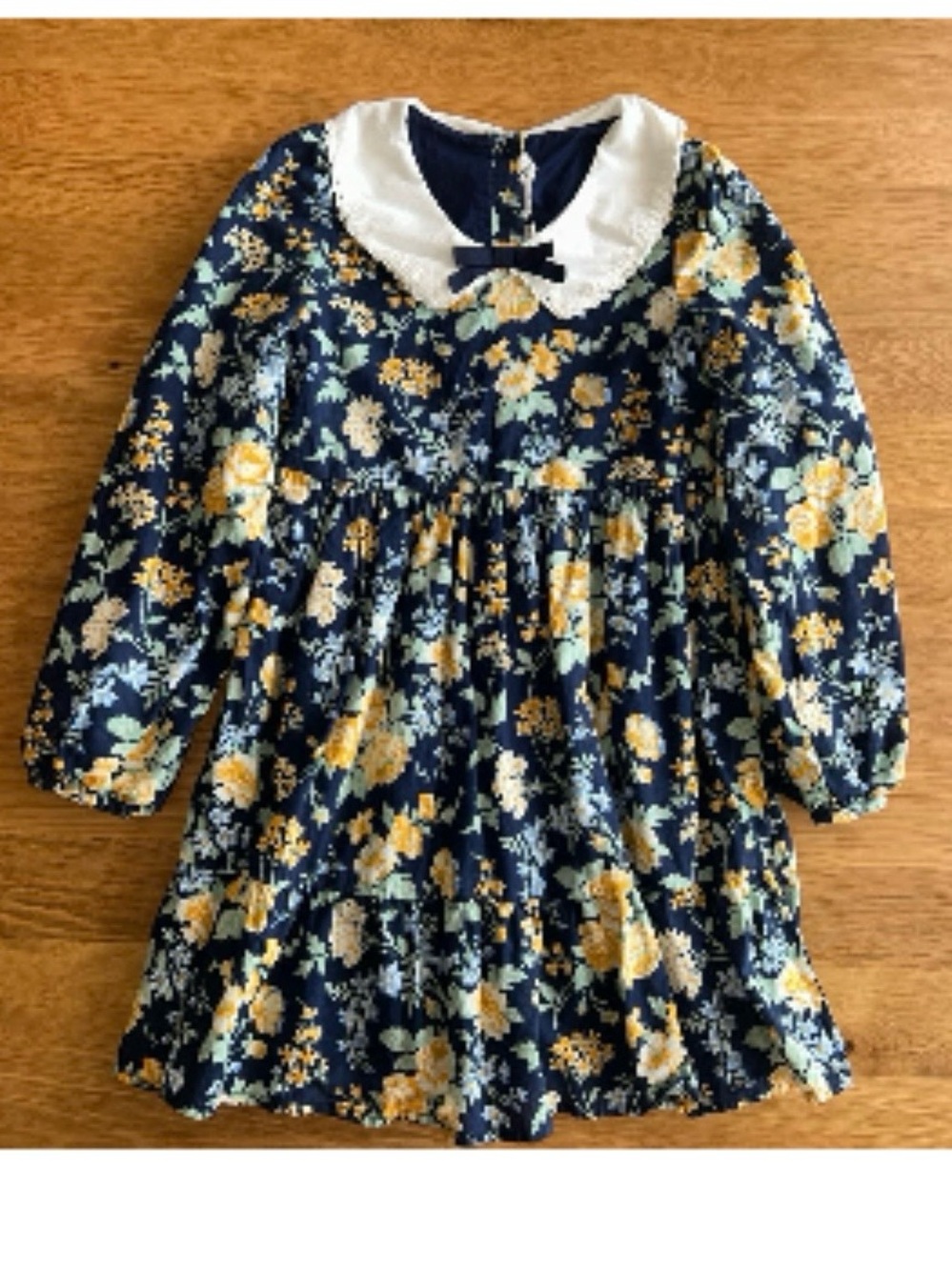 Janie and Jack Navy Floral Dress with White Collar